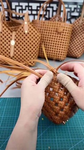 How to Make a Grid Bag with Rattan Strip 7