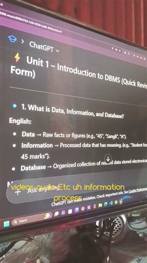 introduction to ADBMS | Data | Information | #database #viral #ai #chatgpt #gpt #fypシ゚viral