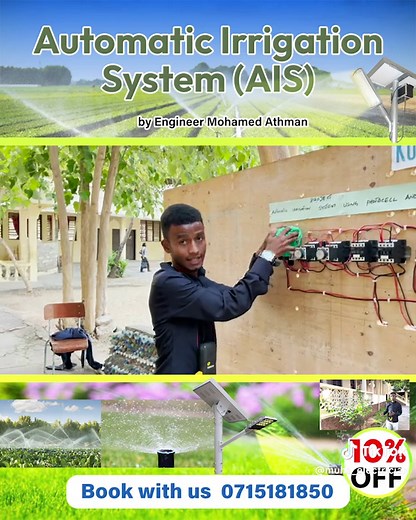 This is an automatic irrigation system with a built-in security light. When the sun sets, the system starts watering the garden. After a set amount of time (like one or two minutes), the security light turns on, and the watering stops. Then, in the morning, the security light switches off, and the watering begins again. Once the set time has passed, the watering stops automatically. It's a convenient and efficient setup!