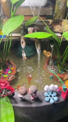 DIY Mini Fish Pond with Waterfall & Plants #shorts 21