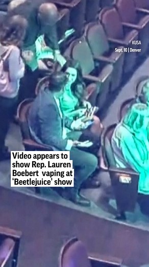 Newly released surveillance video from a Denver theater appears to show Republican Rep. Lauren Boebert vaping during a “Beetlejuice” musical play — the one thing she denied doing while acknowledging earlier this week that she had been kicked out for being disruptive. | AP