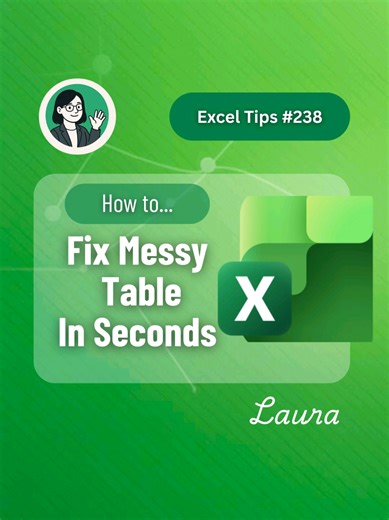 Fix messy table in excel! #excel #exceltips #exceltricks #spreadsheet