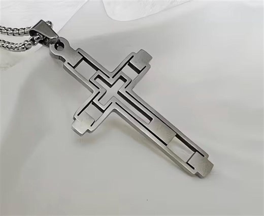 Minimalist Silver Cross Necklace | Stainless Steel Pendant | Christian Jewelry for Men| Women | Durable Waterproof Cross|personalized Pouch - Etsy