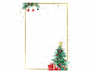 Watercolor Christmas Tree Border Clipart: Holiday Invitation Frame (digital Download) - Etsy