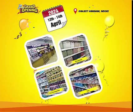 🎉 Get ready for the spectacular grand opening of our latest MR DIY store! 🎈 Spend ₹800 or more and take your pick between a chic Premium Water Bottle or a handy Recycle Bag! 🌟 📅 Save the date: April 12th to 14th, 2024 🕚 Timing: 11:00 AM to 10:00 PM Join us for a day brimming with thrilling activities, fantastic prizes, and the opportunity to snap a selfie with our lovable mascot, Panda! 🐼✨ 📍 Store Location: PR3R 99V, Usha Nagar Main, Usha Nagar, Indore, Madhya Pradesh, Pincode: 452009. Sp