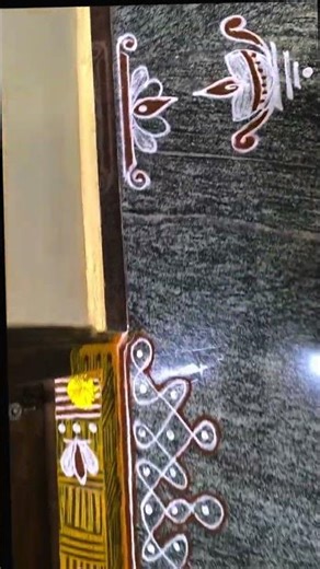 Border rangoli design, doorstep rangoli, vaskal kolam, #rangoli, #kambikolamsimple