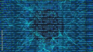 Binary code black and green background with digits moving on screen, Concept of digital age. Algorithm binary, data code, decryption and encoding, row matrix background.