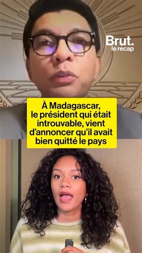À Madagascar, le président Andry Rajoelina, qui était introuvable depuis plusieurs jours, vient d’annoncer qu’il avait bien quitté le pays car sa vie est en danger et qu’il ne démissionne pas. @canellesab récap. | Brut