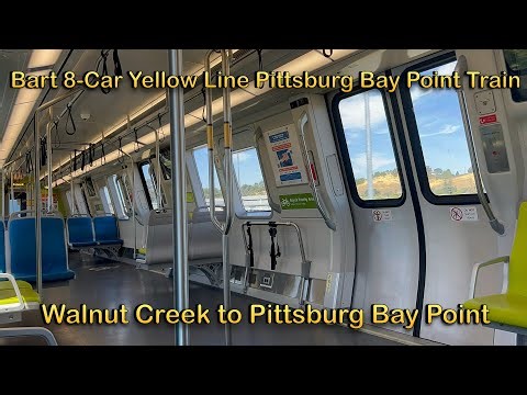 Bart 8-Car Yellow Line Pittsburg Bay Point Train Ride Walnut Creek to Pittsburg Bay Point Stn 4K60
