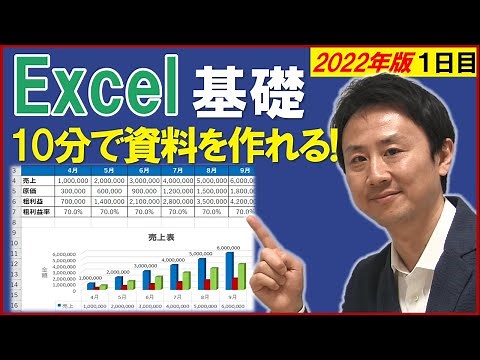 Excel使い方。初心者向け入門・基礎講座。表とグラフの作成【2022年版】(1)【音速パソコン教室】