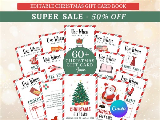 Editable Christmas Gift Card Book Christmas Canva Template Printable Christmas Giftcard Book Personalized Gift Cards Christmas Gift for Kids - Etsy