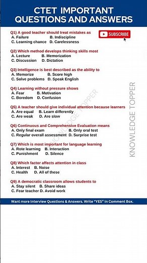 CTET Exam Questions and Answers