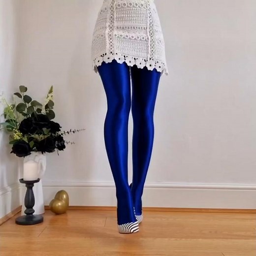 Soni panda wearing our glossy blue tights paired with heels #highheels #tights