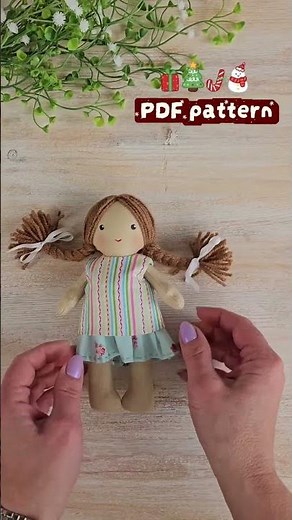 Easy Doll & Dress Sewing Pattern | PDF Tutorial for 6.4” Rag Doll #sewingpattern #dollpattern