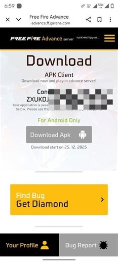 free fire advance server ya gaya hai download Karen 25/12/2026
