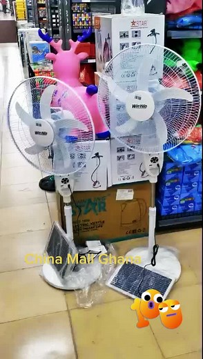 WinWin Solar Fan with Lithium Battery and LED Light in China Mall Ghana