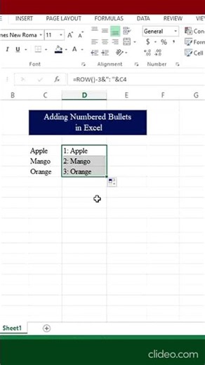 #shortsyoutube Adding Numbered Bullets in Excel | Excel