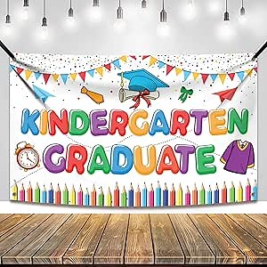 KatchOn, Kindergarten Graduation Backdrop - 72x44 Inch | Kindergarten Grad Photo Backdrop for Kindergarten Graduation Decorations 2026 Kindergarten Banner | Preschool Graduation Decorations