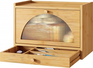[Hot Item] Bamboo Modern Creative Drawer Storage Knife and Fork Bamboo Bread Box