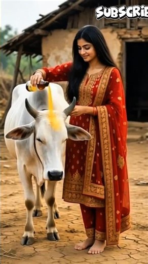 Cow turned into a young man, after applied a magical potion😭#ai #trend #cow #save