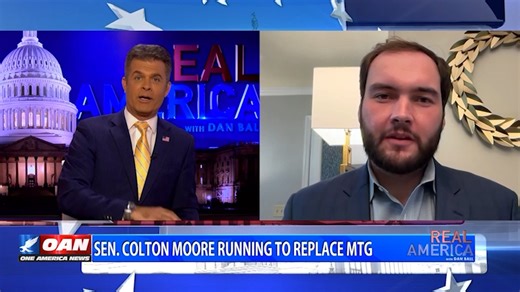 Tonight on Real America w/ Dan Ball Georgia State Senator Colton Moore (R) joins Dan to discuss his bid to fill the Georgia Congressional Seat that will be vacated by Marjorie Taylor Greene next month. Are you upset with MTG’s decision to resign her position in Congress? Watch Real America on OAN Live here: https://live.oann.com/home.ktv?utm_source=socials&utm_medium=social media&utm_campaign=fb | One America News Network