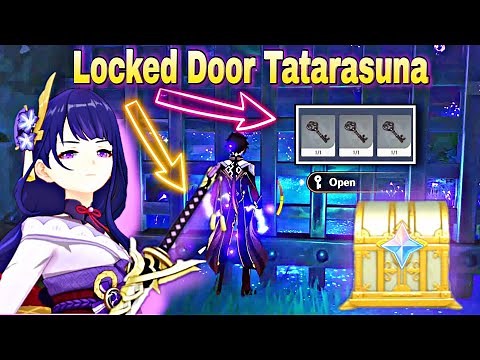 The Locked Door in Tatarasuna Locations of 3 Keys Luxurious Chest inazuma || Genshin Impact
