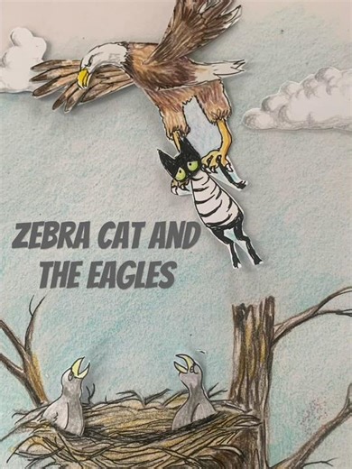 Zebra Cat, the Eagle has landed. #cat #cats #animation #drawing #eagles #shortvideo