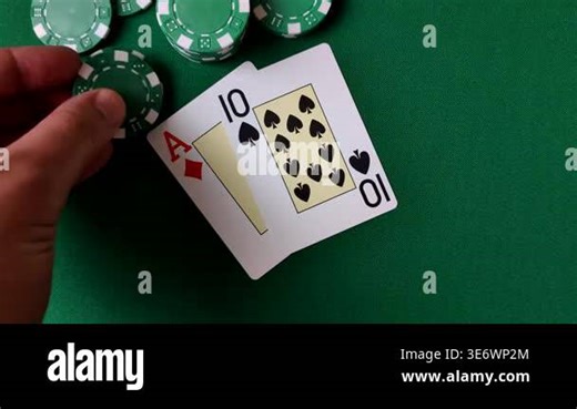 Playing cards and chips on a table, a gambling game of poker. Cards and chips