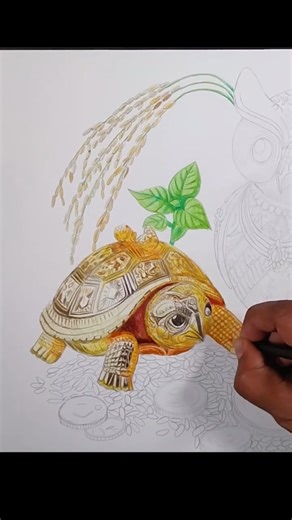 Hyper Realistic Golden Turtle Drawing Timelapse | Art That Feels Real #shorts #virakshorts