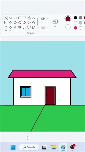 simple house drawing | How to draw in computer | scenery drawing | Ms Paint Drawing | Ms Paint |
