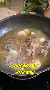 SINIGANG NA BUTU-BUTO WITH GABI Mga sangkap ng sinigang na butu-buto ng baboy: Pork buto buto - 1/2 kilo Sinigang mix with gabi - 1 pakete Kamatis - 2 piraso Sibuyas - 1 piraso Labanos - kalahati ng isa Sitaw - 5 piraso Sili haba - 4 na piraso Patis - ayon sa panlasa ninyo Water - kalahating pitsel Sige na panoorin na ninyo at mag kumento kung may nais kayong sabihin. | Romi Lapid Santos