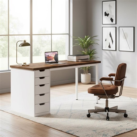 47” Computer Desk With 5 Drawers, Rustic Writing Desk, Home Office Workstation - Etsy