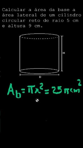 Calculando a área lateral e a área total de um cilindro