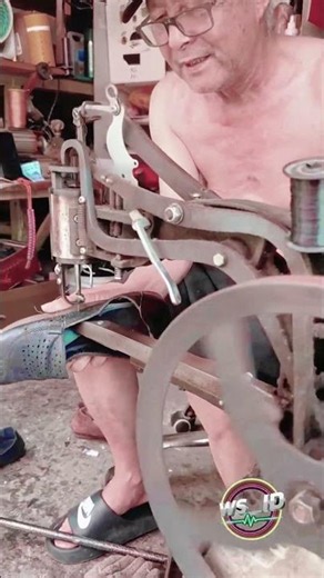 Shoe Production by Skilled Cobbler : Leather Stitching and Sole Assembly Craft Process