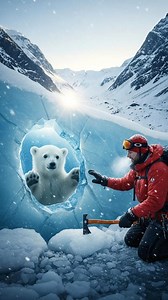 3.5K views · 26 reactions | Brave Rescuer Saves Polar Bear Cub Trapped Inside Glacier ‍❄️ | Guardian Tails | Facebook