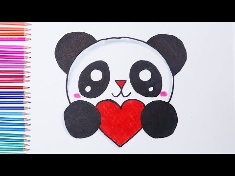 How to draw cute PANDA with heart | Easy drawings