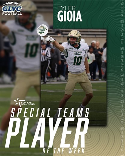 Great Lakes Valley Conference on Instagram: "🏈 GLVC FOOTBALL WEEKLY AWARDS ST: Tyler Gioia, WR, Missouri S&T #CreateYourLegacy"