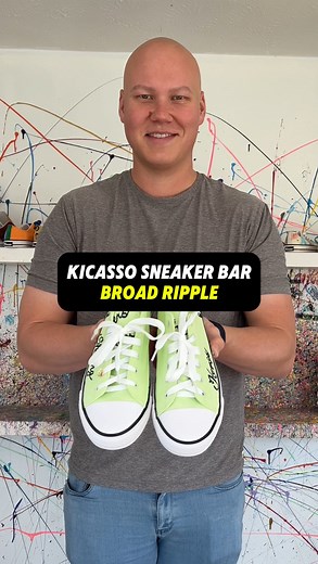 Sneaker bar in Indy? Yes, please.👟 🎨 If you haven’t been to Kicasso Sneaker Bar in Broad Ripple, you HAVE to add it to your list of fun things to do around Indiana. I’m not kidding when I say this is the most fun date Linds and I have had in a long time. You literally show up and have time to unwind and get creative! @kicassoindy supplies the shoes, paint, stencils, and instruction. All you need is your imagination and some design inspiration. Linds designed a pair of brunch shoes complete wit