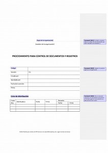 Procedimiento para control de documentos y registros [ISO 9001 plantillas]