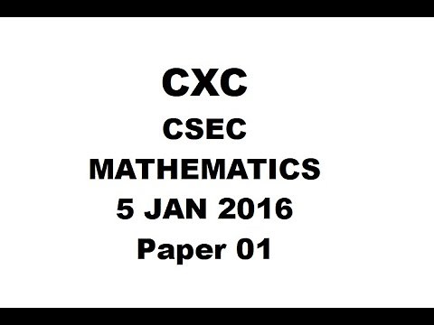 MATHS#20 ~ CXC/CSEC MATHEMATICS JANUARY 2016 PAPER 1