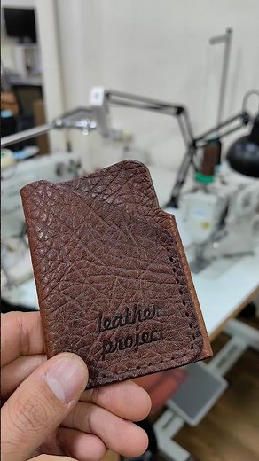 Making a one-piece American-style leather wallet with stitching 🧵 | ASMR #shorts