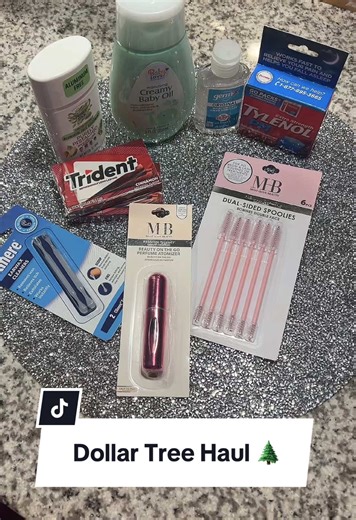 Dollar Tree Haul! 🌲 #dollartree #dollartreefinds #dollartreehaul #smallhaul #dollartreemakeup #tylenol #trident #earwaxremovaltool #deodorant #lashes #eyelashwand #perfumeautomizer #automizer #babyoil #handsanitizer #ilovedollartree #dollarstore #newfinds #newitems #igotit #girly #girlythings #girlytok