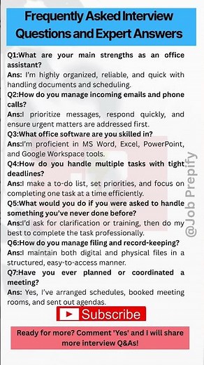 Office Assistant Interview Questions and Answers – Top 7 Most Asked #jobprepify #interviewtips