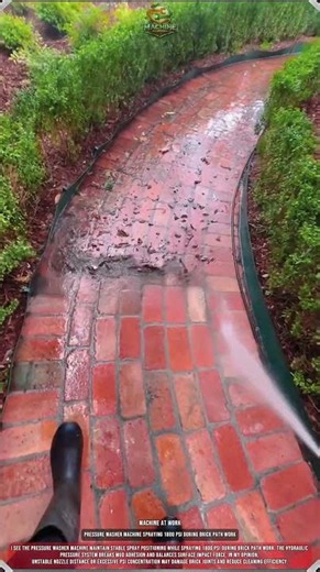 Pressure Washer Machine Spraying 1800 PSI During Brick Path Work