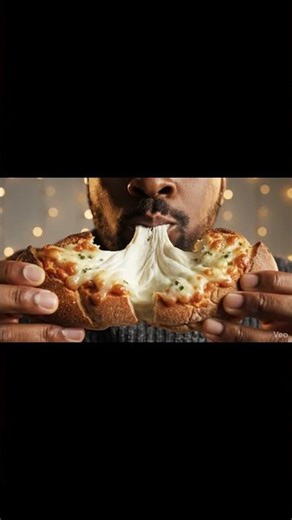 I Bit This Garlic Bread… The Cheese Pull Went CRAZY 🧀🔥 #mukbang #cheesestretch