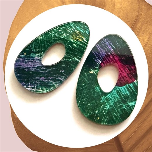 Large Statement Abstract Hand Painted Acrylic Stud Earrings, Handmade Jewellery - Etsy