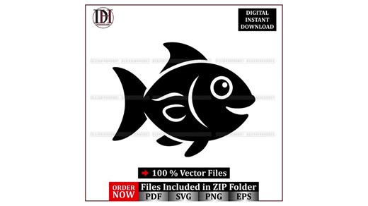 Fish SVG | Cute Fish Vector Silhouette | Fishing Clipart for Cricut, Laser Cut, Stickers, Logos, Decals & T-shirt Design | Png Eps Pdf - Etsy