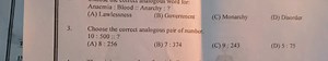Anaemia : Blood :: Anarchy : ?(A) Lawlessness(B) Government(... | Filo