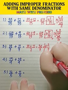 57K views · 654 reactions | Adding Improper Fractions With Same Denominator #math #mathlessons #mathematics #mathreview #mathwithprincess #mathviral #mathisfun | Math with Princess | Facebook