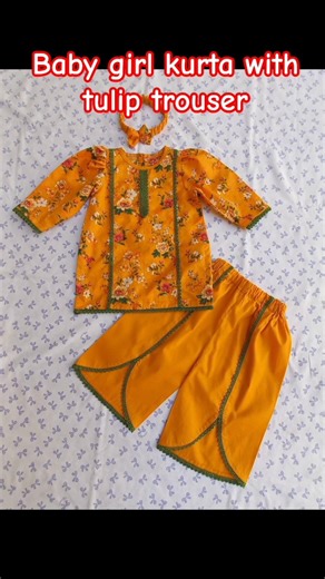 Baby girl kurta with tulip trouser and puff sleeves #youtubeshorts